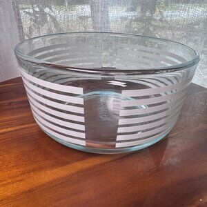Vintage Pyrex White Stripes Bowl, 1Qt Clear Glass Retro Kitchenware, #7201